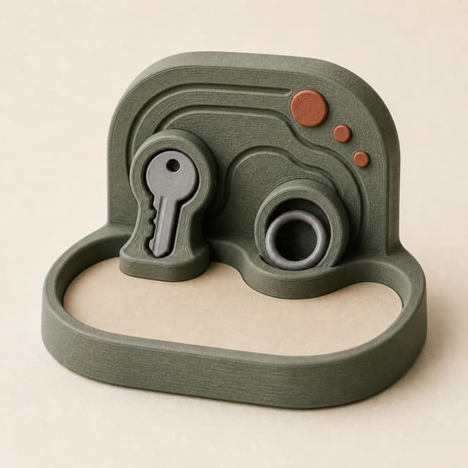 Matte sage 3D printed story dock with a broad loose cradle